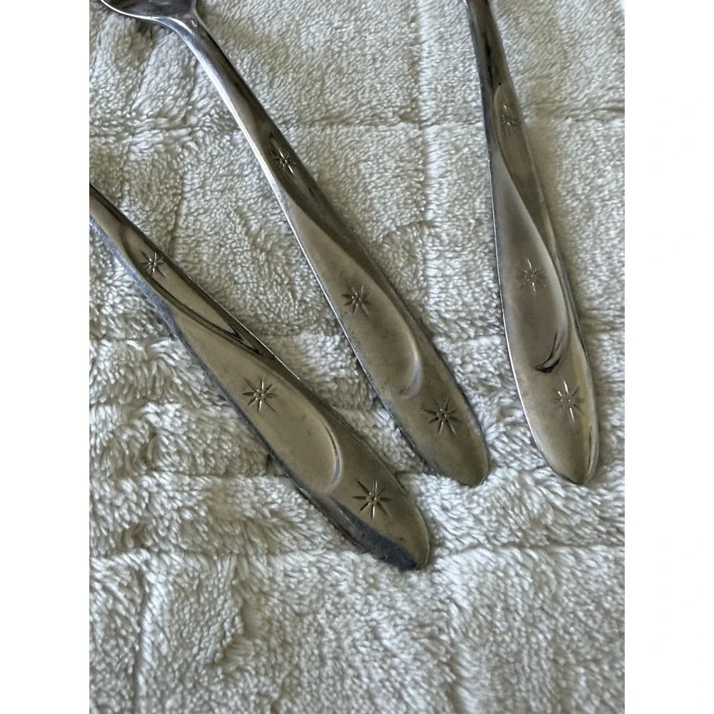 Americana Star Stainless U.S.A. Flatware 6 Piece Set Mid Century Starburst Vtg